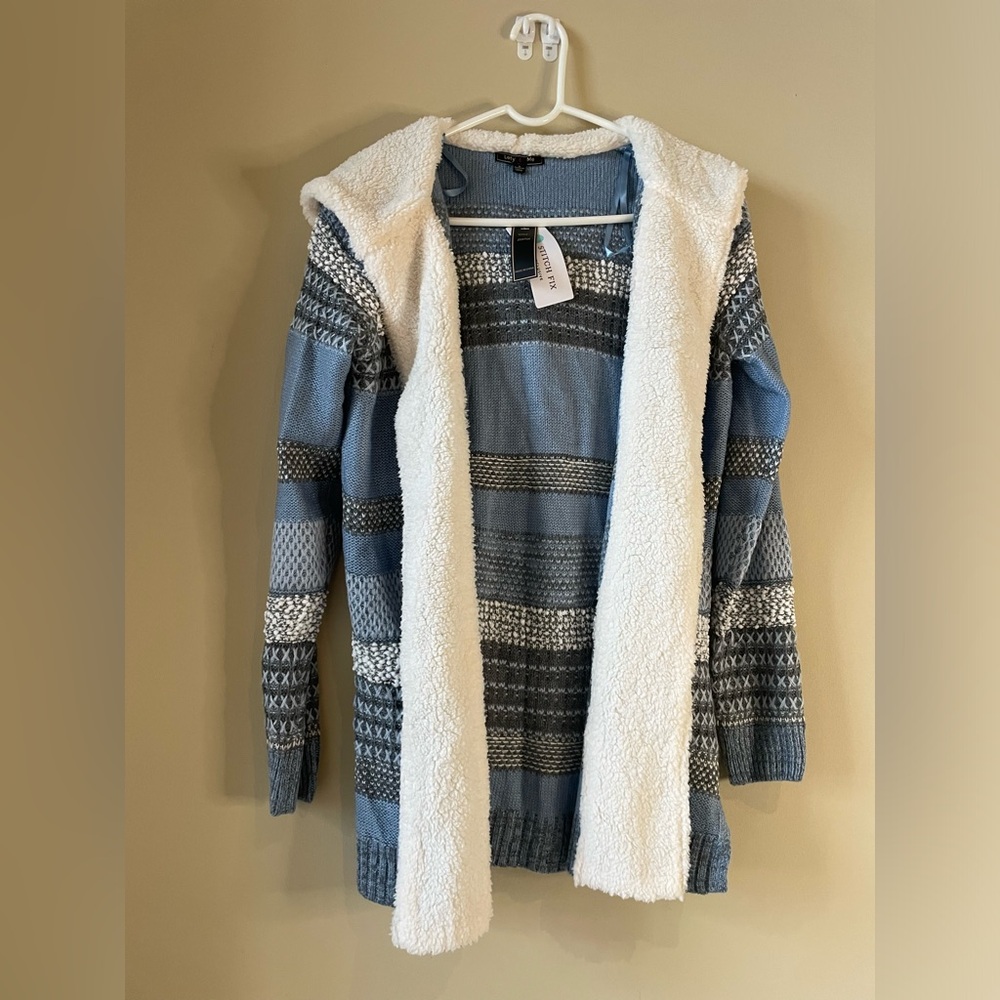 LETY & ME Knit cardigan with Sherpa hood